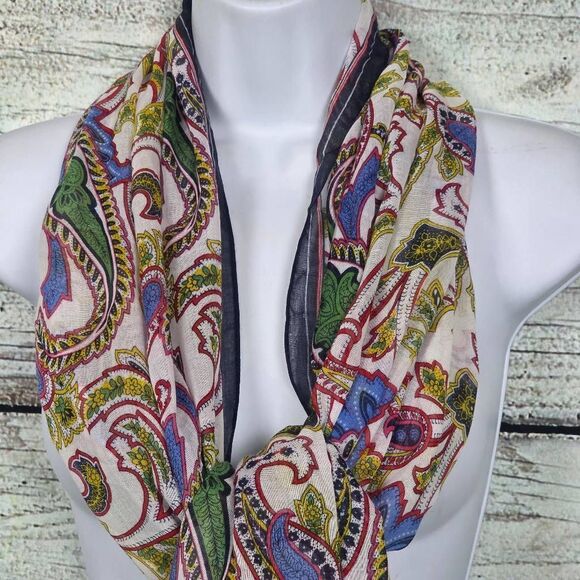 Talbots Paisley Print Fringe Scarf Multicolor NWT - Picture 7 of 9